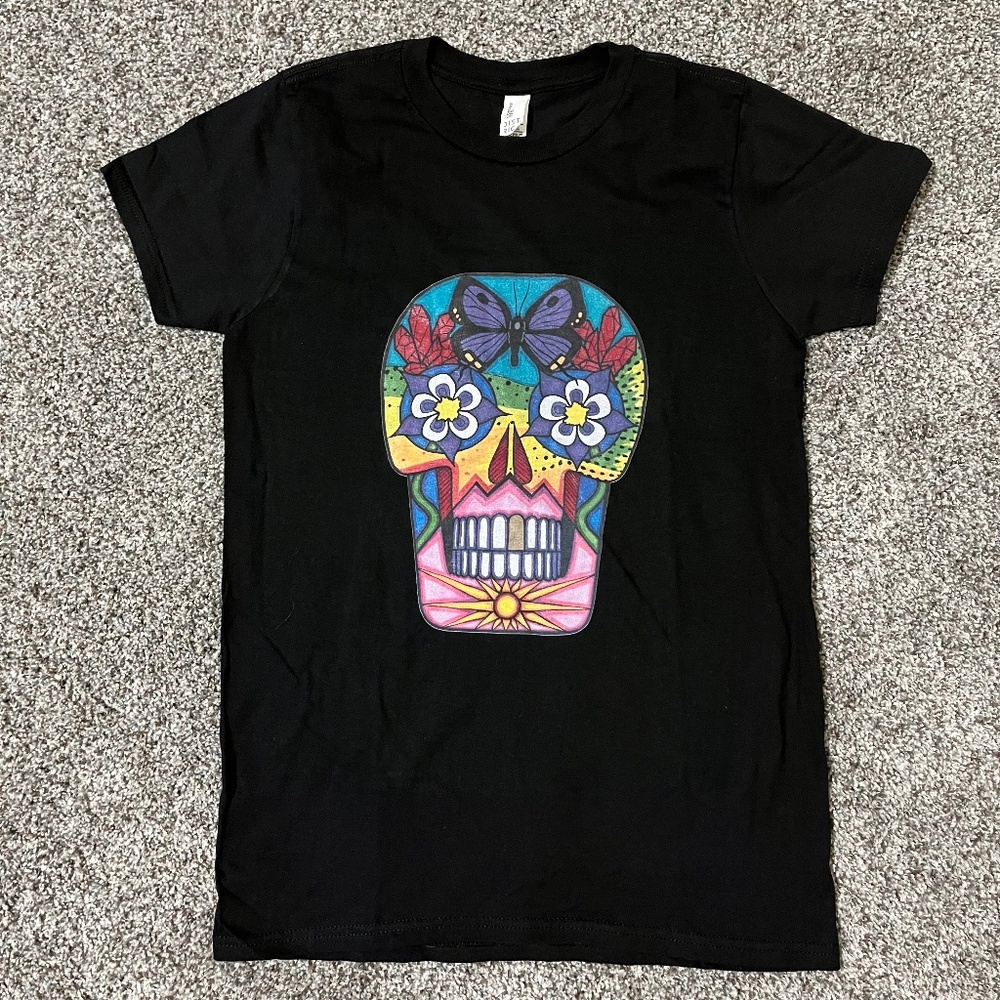Gold Tooth Originals "Columbine Eyes" Skull Art Women's T-shirt; Size M
